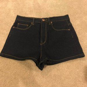 Dark denim high waisted shorts